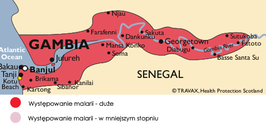 gambia malaria mapa występowania